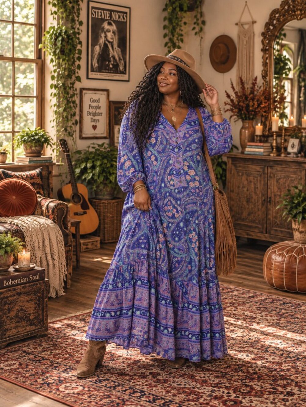 Spell Bohemian City Lights Celestial Floral Maxi Dress